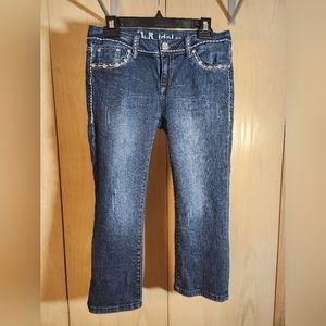 LA Idol rhinestone studded crop jeans size 11